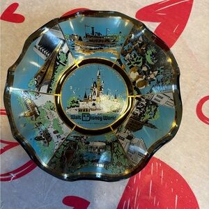 Walt Disney World Glass Art Bowl - Blue and Gold